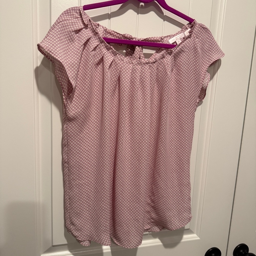 LC Lauren Conrad Light Pink Checkered Blouse